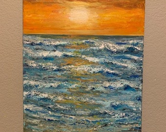 Sunrise painting of Surfside Beach, 18x24 original art