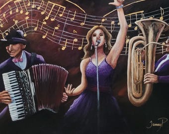 Original Musical Painting La Vie En Rose