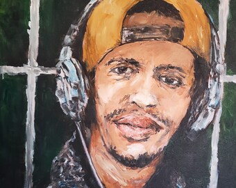 Painting called "Leo" urban art music city headphones portrait