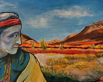 Waiting Warrior: Original Acrylic Painting on Canvas