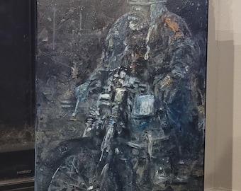 Motorcycle rider 18x24 painting