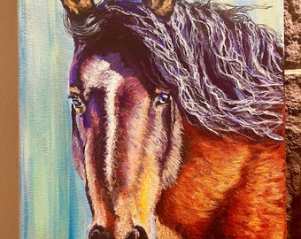 Marius of the Virginia Range, original 11x14 acrylic wild horse painting