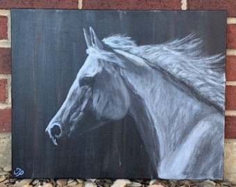 Original horse painting, "Miss Grey", 16x20 acrylic