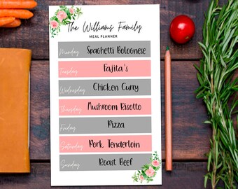 Meal planner template/Digital meal planner/Meal planner download/Personalised meal planner/Canva meal planner/Printable meal planner