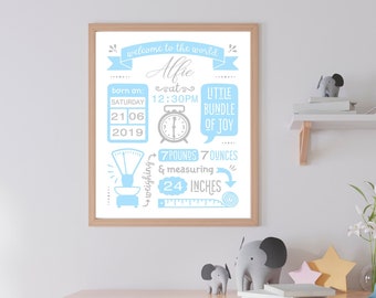 Nursery print/Childrens bedroom decor/Baby Print/New baby print/Baby birth stats/Baby keepsake gift/Baby keepsake gift/Baby gift print