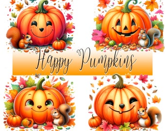 Whimiscal watercolour pumpkin illustration halloween clipart images for sublimation, print and cut, svg, UV printing, crafting