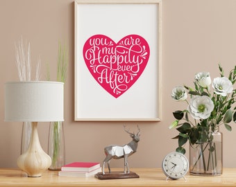 Bedroom wall print/Bedroom wall decor/Print for bedroom/Couple print/Anniversary print/Wedding print/Wedding gift/Heart print
