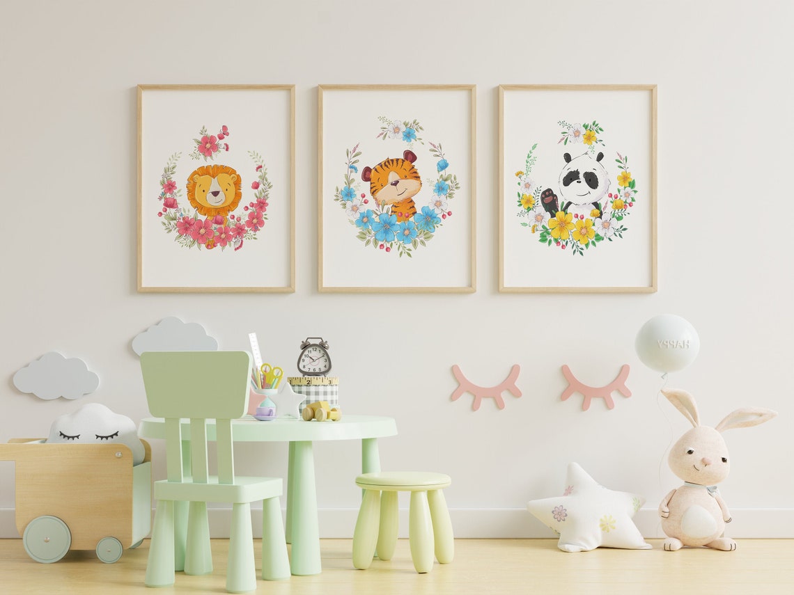 Kids Bedroom Print/animal Wall Print/playroom Wall Etsy