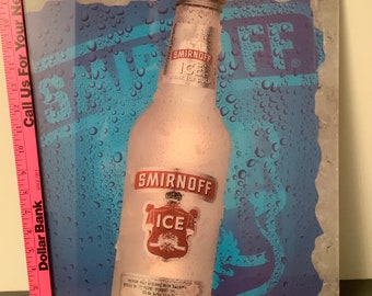 Letrero de cerveza iluminado con hielo Smirnoff