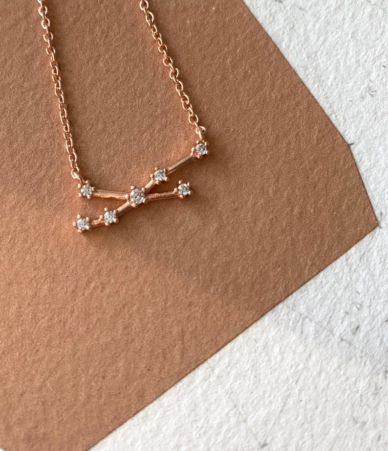 Rose Gold Constellation Zodiac Necklace // Rose Gold Plated Necklace // Star Sign Necklace // Birthday Necklace // Christmas Gift Idea image 7