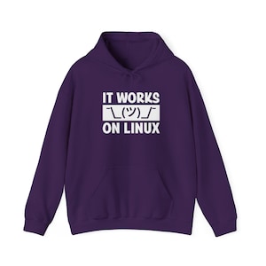 It works on Linux - Ubuntu Linux Front and Back Print Unisex Heavy Blend™ Hooded Sweatshirt