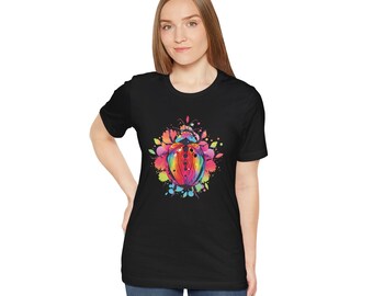 てんとう虫Tシャツ、ユニセックスの芸術的、クリエイティブなてんとう虫Tシャツ、彼女へのギフト