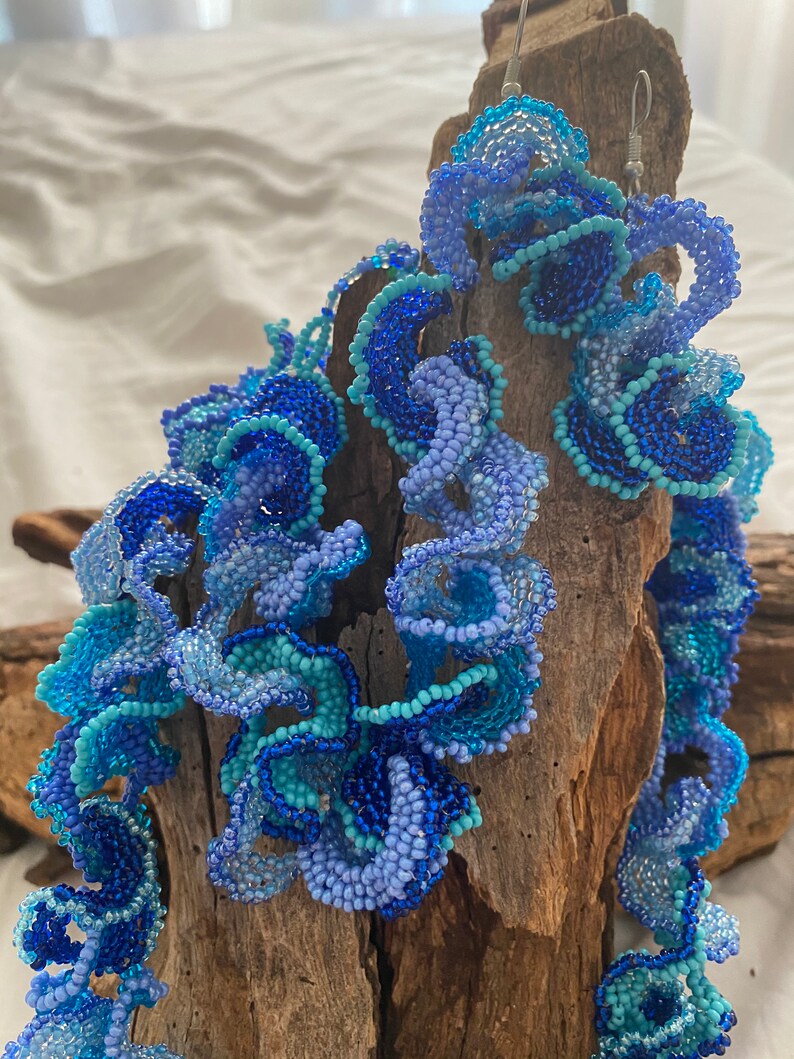 Artisan Beaded Jewelry set Coral Reef Necklace Bracelet and Etsy