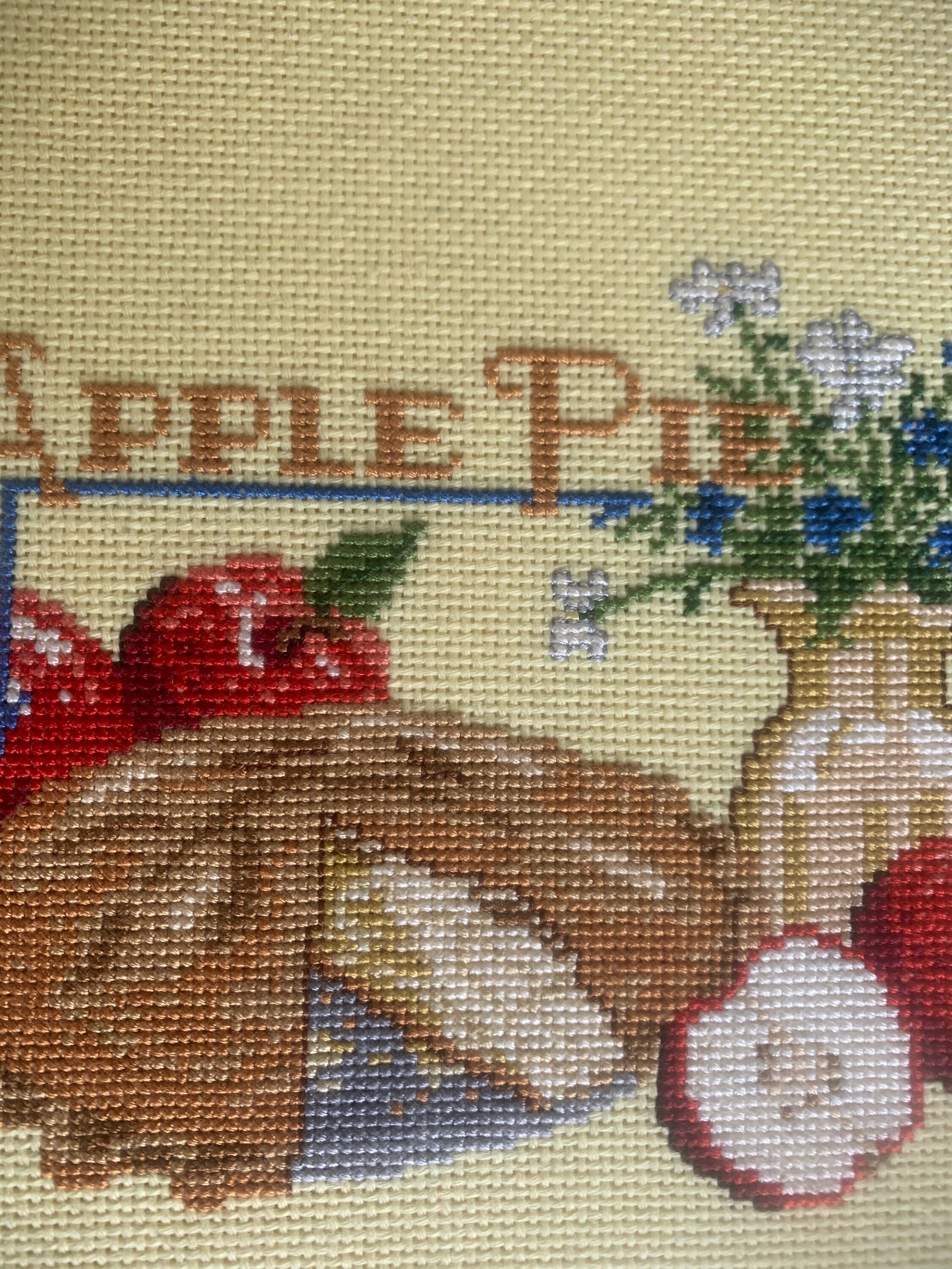 Detailed cross stitched Apple Pie picture Etsy