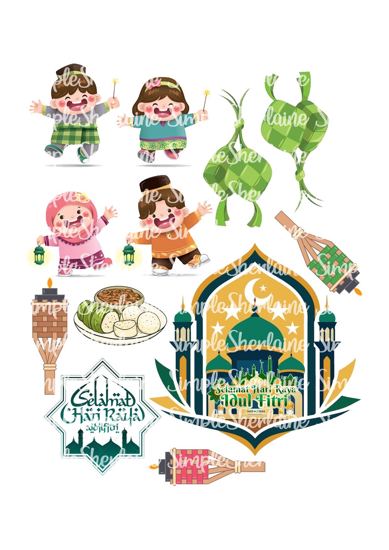 Hari Raya Printable Cake Topper Set Digital Copy - Main Image