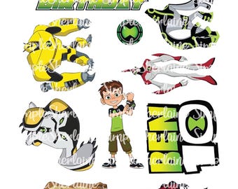 Ben 10 Birthday Printable Cake topper set digital