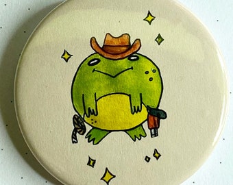Cowboy Frog button badge