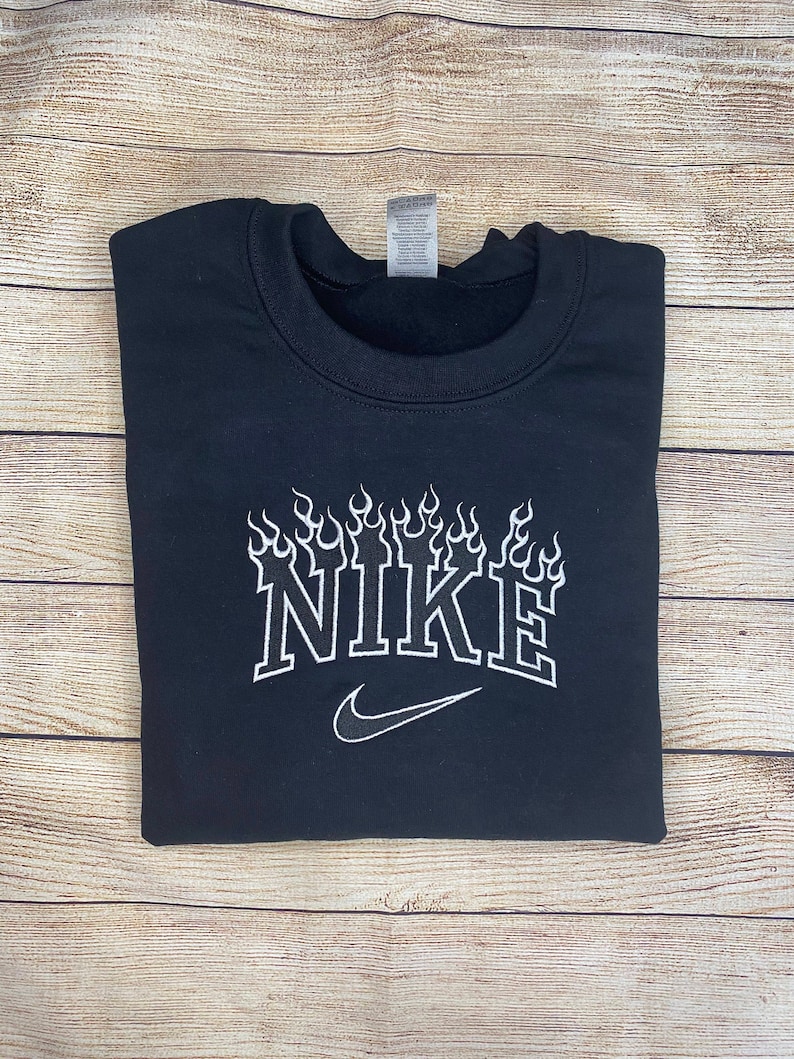 custom vintage nike flame sweatshirt