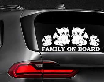 Dragon Famille à bord Decal Dragon Family Car Decal Family Car Window Sticker