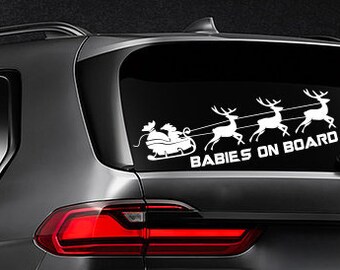 Santa With Deer Merry Christmas Black Friday Happy New Year vinyl sticker decal for car bumper helmet game console phone window laptop