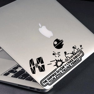 Imperium nie przejmuje się Twoją rodziną z patyczków Naklejka na Apple Macbook Naklejka na samochód Naklejka na Gwiazdę Śmierci Tie Fighter