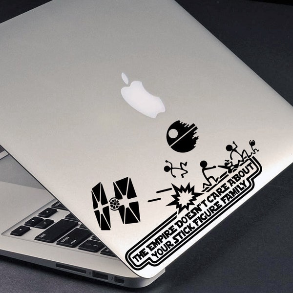 The Empire Doesn't Care About Your Stick Figure Family Apple Macbook Decal Car Decal Tie Fighter Death Star Family Decal