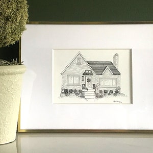 Custom Hand Drawn House in Black and White Ink. - Etsy