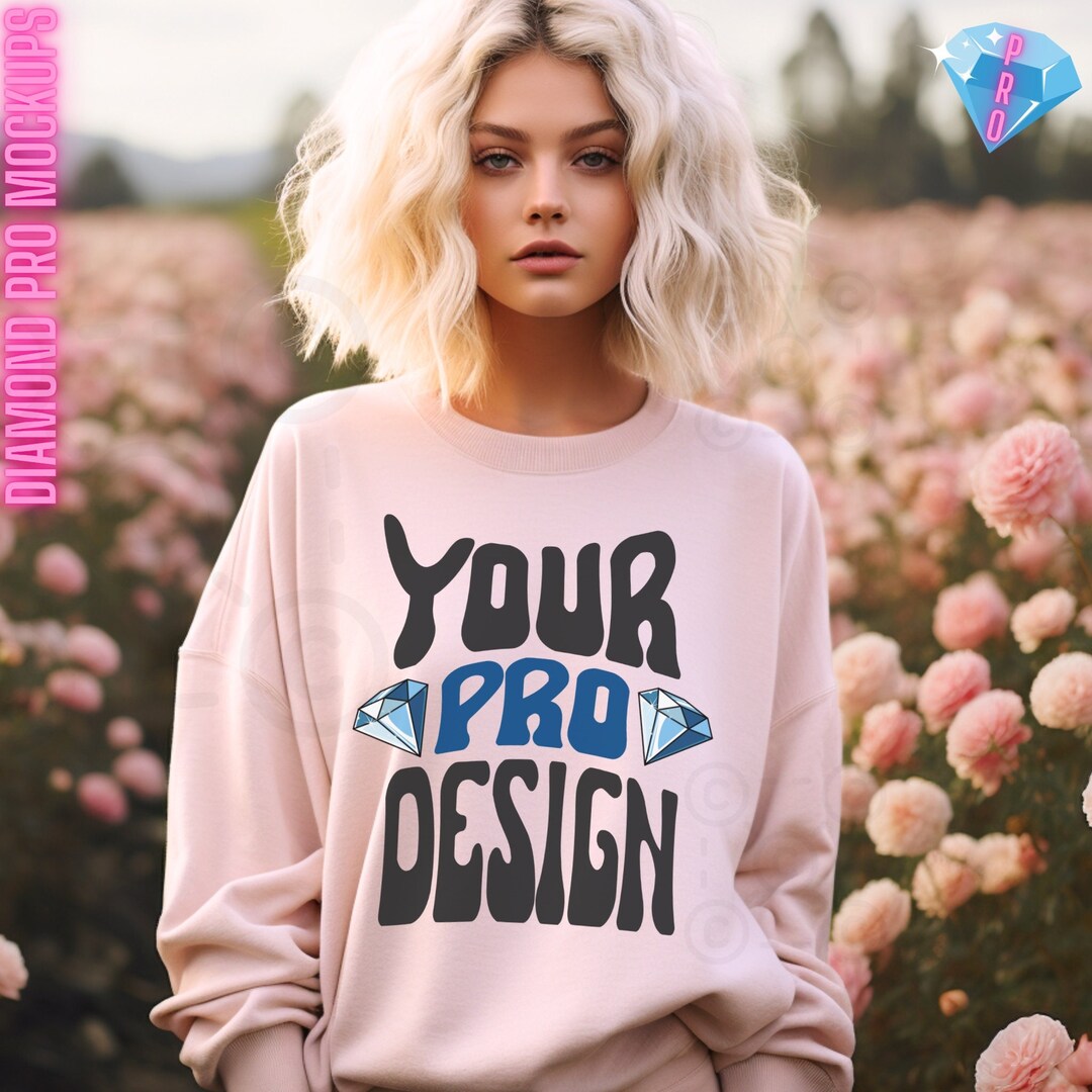Cotton Heritage M2480 MOCKUP Light Pink Sweatshirt Mock up for Etsy