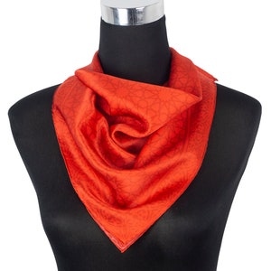 Silk square scarf inspired by Moroccan mosaic tiles from the Alhambra of Granada, Satin silk hair wrap scarf, 25.5&quot; neckerchief, Hand Hemmed
