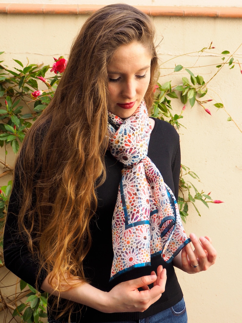 Large Silk Scarf Head Scarf for Women Silk Hair Scarfs Etsy