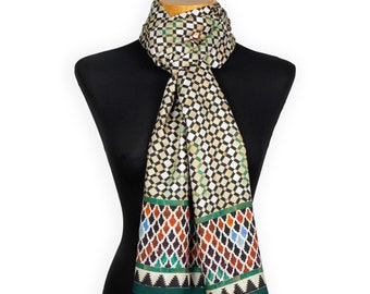 Islamic art inspired neck scarf, Large shawl featuring islamic art print from the Alhambra of Granada, 100% modal fabric, 180 x 65 cm