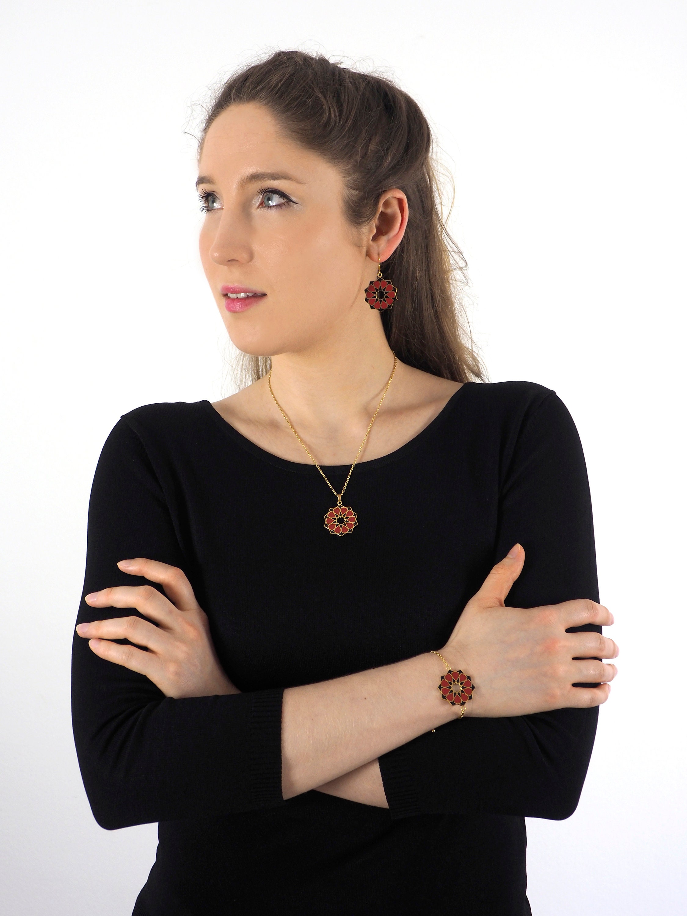 14k Gold Plated Earrings With Hand Painted Enamel Inspired by Etsy