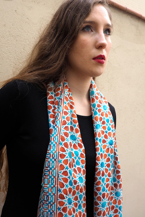 Brown Large Silk Scarf Andalus