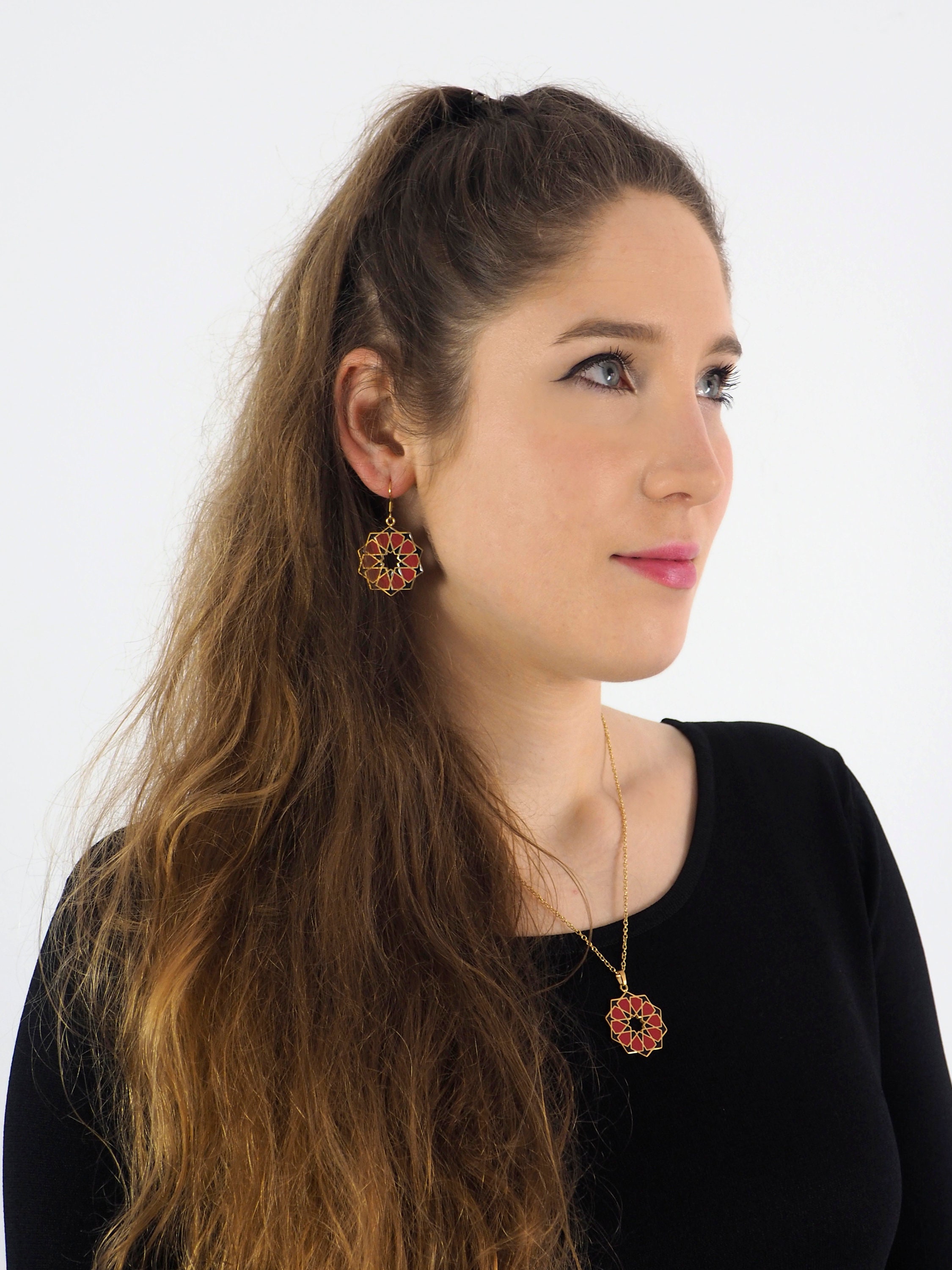 14k Gold Plated Earrings With Hand Painted Enamel Inspired by Etsy