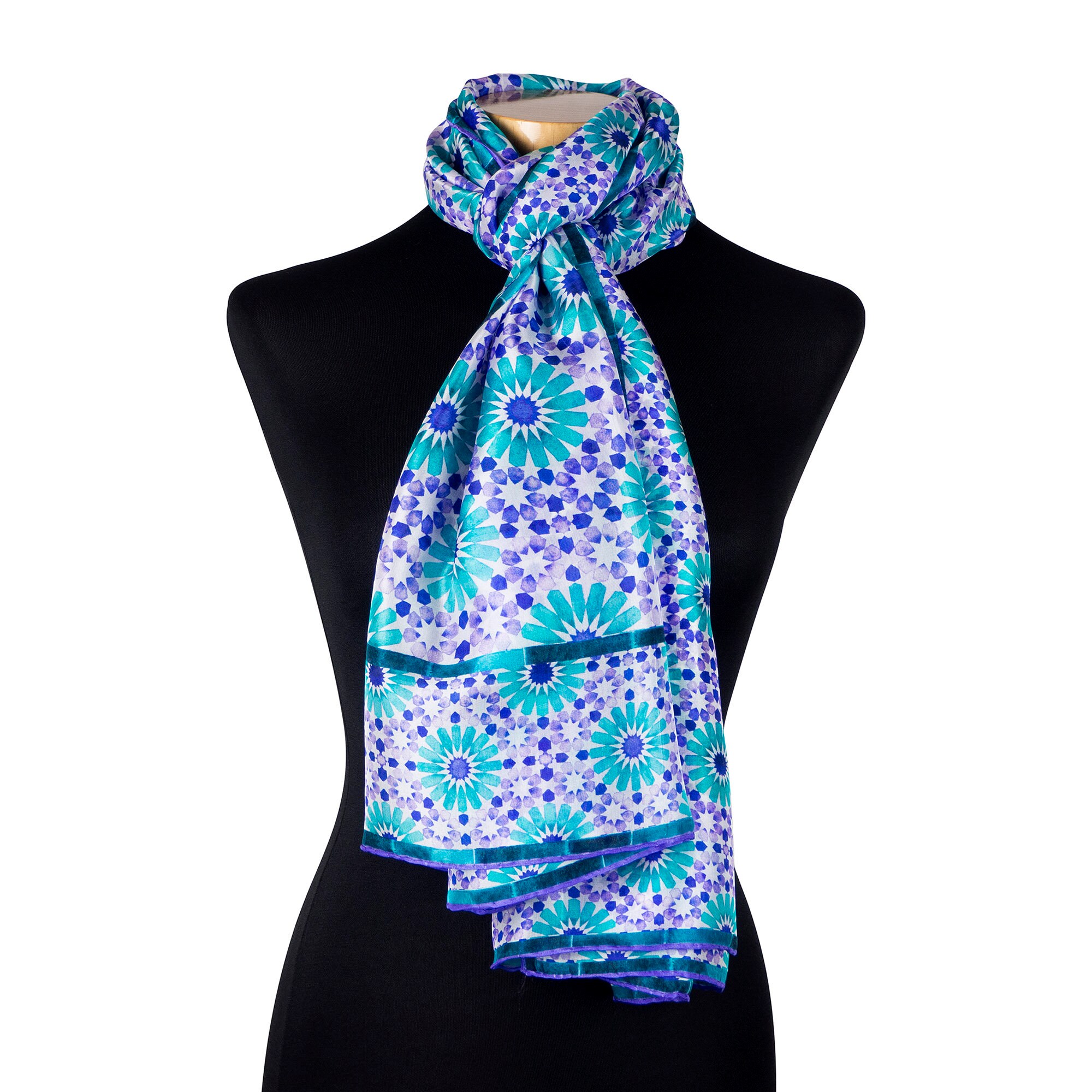 100 Silk head scarf for women inspired by Spanish tile art Etsy