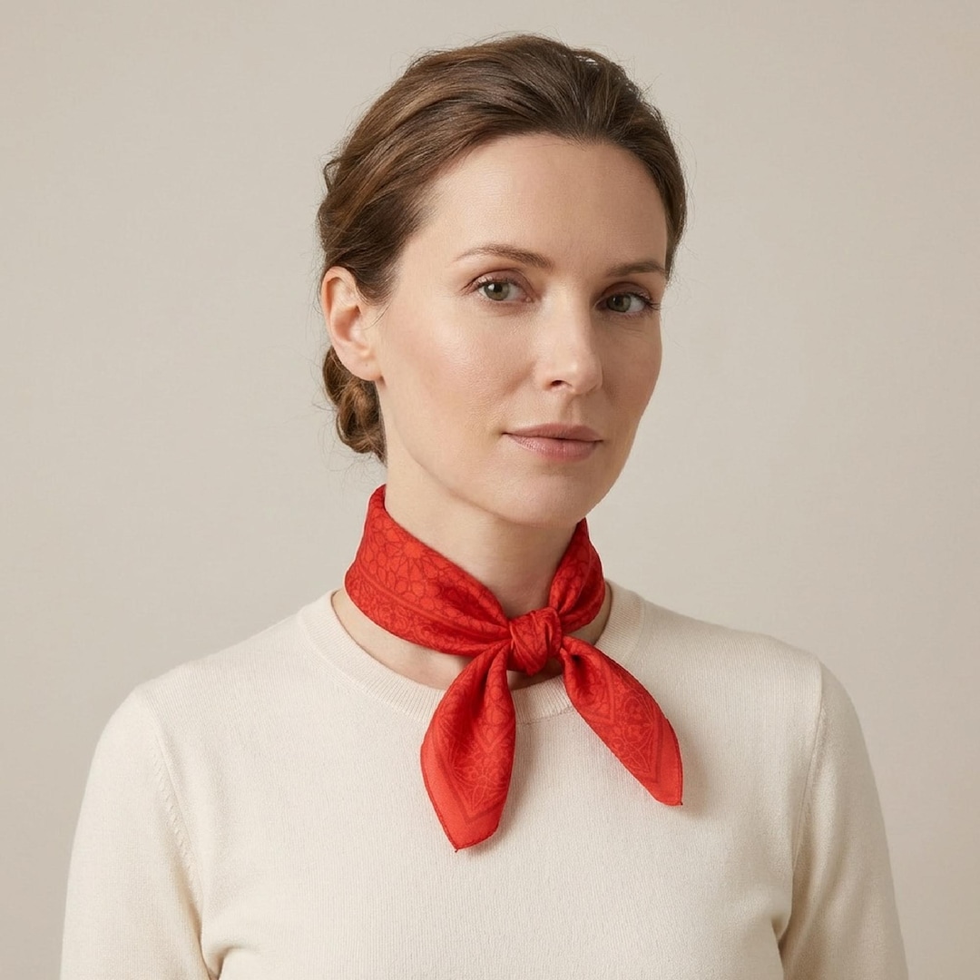 Silk Red Scarf Bandana, Unique Neckerchief for Men's and Women's
