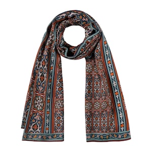 Vintage-Inspired Floral Scarf – Elegant Dark Tones with Persian Patterns, Lightweight Modal Shawl for Women, Decorative Long Wrap