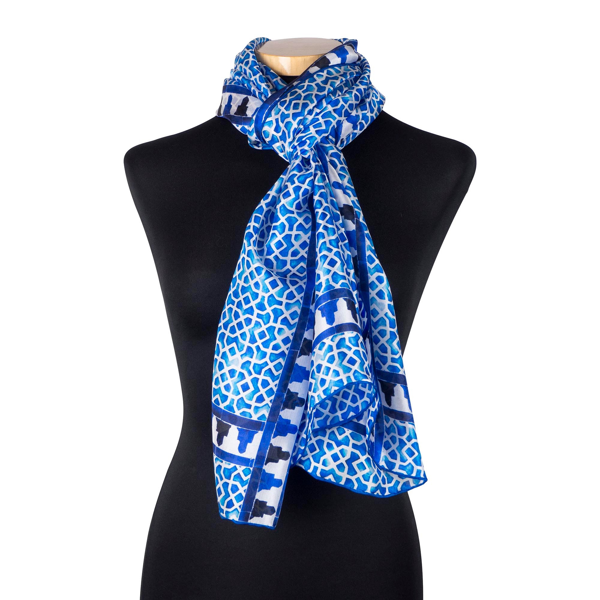 Pure silk scarf Silk head scarf with Alhambra tiles geometric Etsy