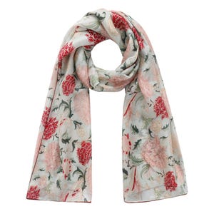 Light Blue floral Scarf, William Morris Inspired Floral Print, Pure Habotai Silk, Hand Hemmed, Arts & Crafts Printed Accessory
