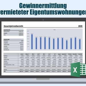 Profit calculation of up to 20 rented condominiums, ETW and parking space in a condominium with Excel template, Excel template for download
