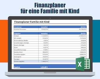 Planificador financiero de plantilla Excel, presupuesto familiar, planificador del hogar, libro del hogar para una familia con hijos. Tabla para descargar.