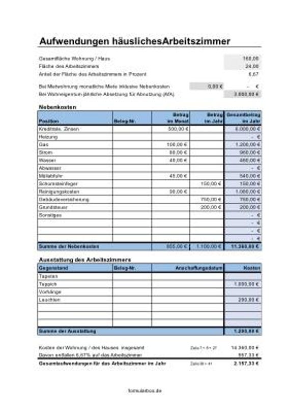 aufwendungen arbeitszimmer homeoffice