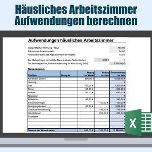 Excel template to calculate expenses for home office