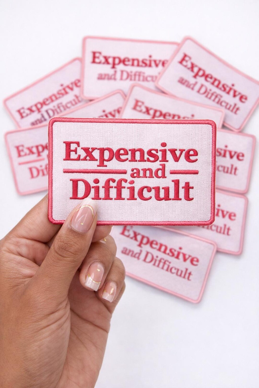 Expensive and Difficult Patch, Funny Iron on Patch, Pink Embroidered ...