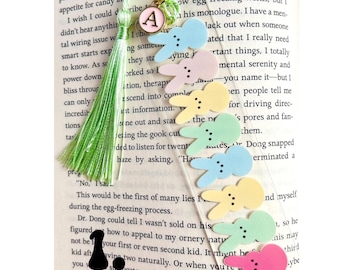 Personalized Easter Bunny Bookmark with Letter Charm, Acrylic Bookmark, Easter Basket Gift, Custom, Bookmark for Book Lovers, Easter Gift