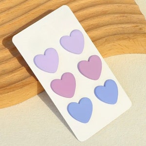Love Heart Set Earrings,Three Pairs Of heart Stud Earrings, Valentine’s Day Earrings, purple, Love Earrings, Heart studs Earrings, gift,her