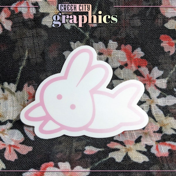 Sweet Moon Bunny - Gradient from Mid to Lighter Pink - Decal Sticker - 3" Wide Matte Die Cut - Weather Resistant