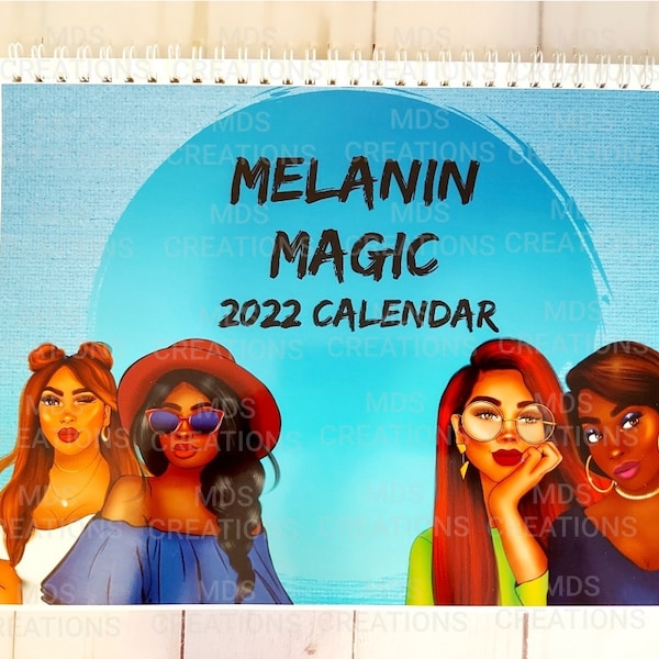 Motivierende Melanin Magie Monatskalender 2024, Mauspad, Stift, Notizblock, Set, afroamerikanische Frauen, schwarze Mädchenmagie, Geschenkideen