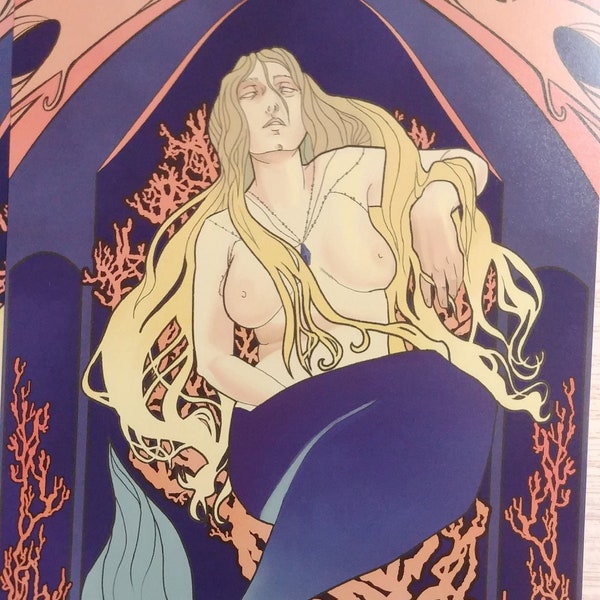 Mermaid Art Nouveau Print Blonde