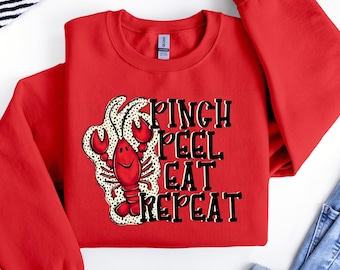 Pinch, Peel, Eat, Repeat png, Crawfish Season, crawfish png, preppy crawfish, digitial